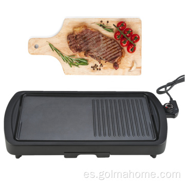 2 en 1 Sin humo Aluminio Barbacoa Temperatura Controlado Parrilla eléctrica Plancha de bambú